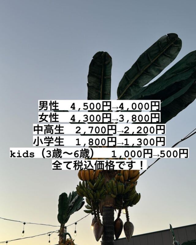 こんにちは
今日はココナッツビアガーデンから皆さまに素敵なお知らせがあります📢
8月から日曜〜木曜（祝日前除く）限定で通常料金の500円OFFになります‼️

男性　4,500円→4,000円
女性　4,300円→3,800円
中高生　2,700円→2,200円
小学生　1,800円→1,300円
kids（3歳〜6歳）　1,000円→500円
全て税込価格です！

平日はこのお値段で閉店時間まで時間制限無しの飲み放題、食べ放題ですのでぜひお越しください✨

場所　テラッソ姫路屋上
営業時間　17時半〜21時半
#ビアガーデン #ビアガーデン姫路 #ビアガーデン🍻 #テラッソ姫路#ココナッツビアガーデン#姫路グルメ#姫路居酒屋
